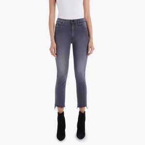 Mother the insider step hem crop bootcut jeans grey 28